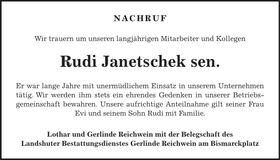 Traueranzeige Rudi Janetschek sen.