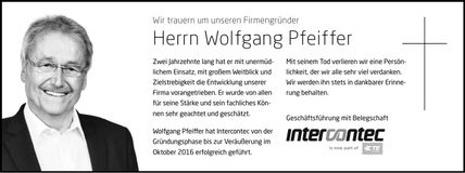 Traueranzeige Wolfgang Pfeiffer
