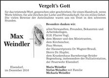 Traueranzeige Max Weindler