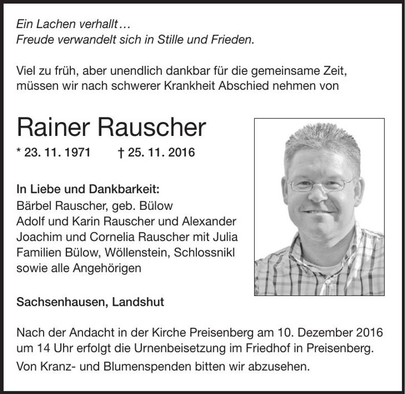 Traueranzeige Rainer Rauscher