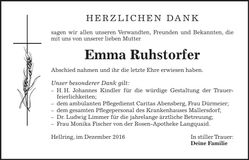 Traueranzeige Emma Ruhstorfer