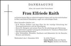 Traueranzeige Elfriede Raith