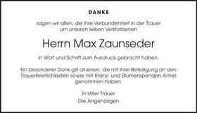 Traueranzeige Max Zaunseder