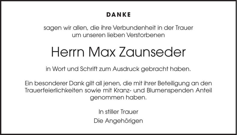 Traueranzeige Max Zaunseder