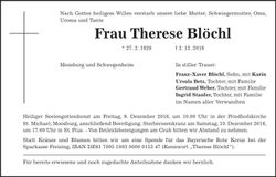 Traueranzeige Therese Blöchl