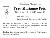 Traueranzeige Marianne Peisl