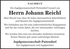 Traueranzeige Johann Reichl