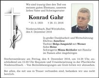 Traueranzeige Konrad Gahr