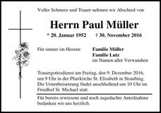 Traueranzeige Paul Müller