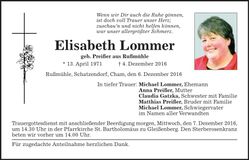 Traueranzeige Elisabeth Lommer