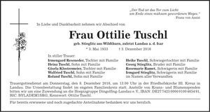 Traueranzeige Ottilie Tuschl