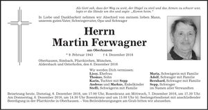 Traueranzeige Martin Ferwagner