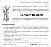 Traueranzeige Eleonore Deinhart