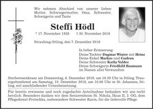 Traueranzeige Steffi Hödl