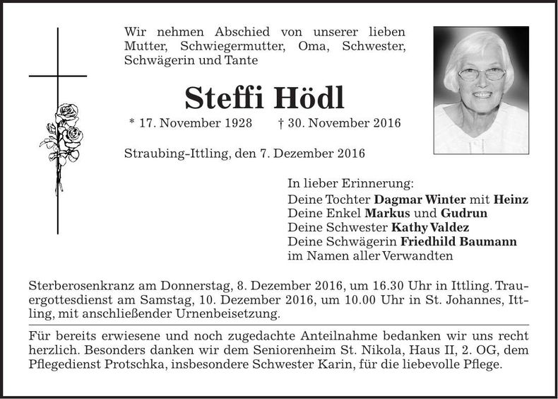 Traueranzeige Steffi Hödl