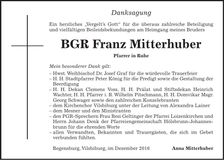 Traueranzeige Franz Mitterhuber