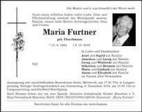 Traueranzeige Maria Furtner