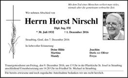 Traueranzeige Horst Nirschl