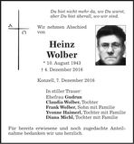 Traueranzeige Heinz Wolber