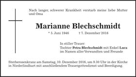 Traueranzeige Marianne Blechschmidt