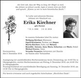 Traueranzeige Erika Kirchner