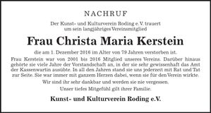 Traueranzeige Maria Kerstein