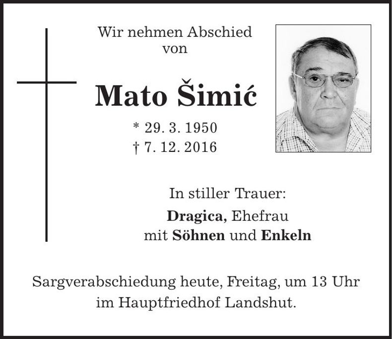 Traueranzeige Mato Simic