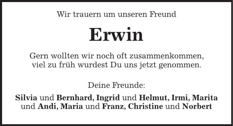 Traueranzeige Erwin Baier