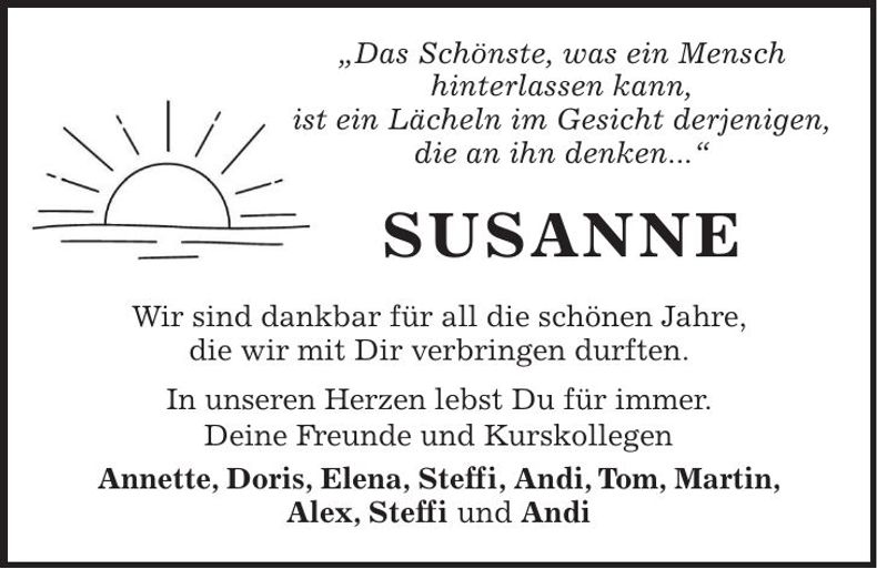 Traueranzeige Susanne Haider
