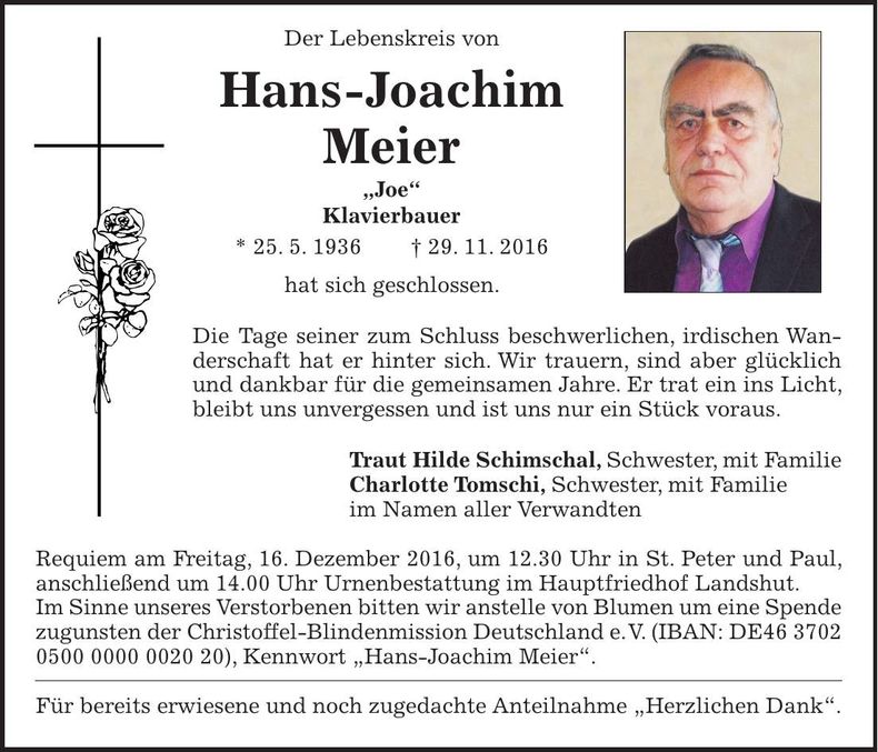 Traueranzeige Hans-Joachim Meier