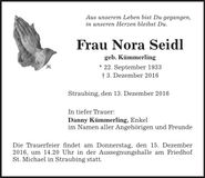 Traueranzeige Nora Seidl