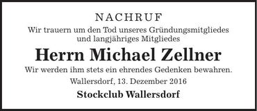 Traueranzeige Michael Zellner