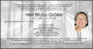 Traueranzeige Bruno Gröller