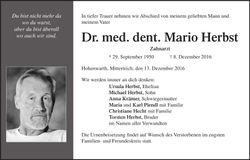 Traueranzeige Mario Herbst