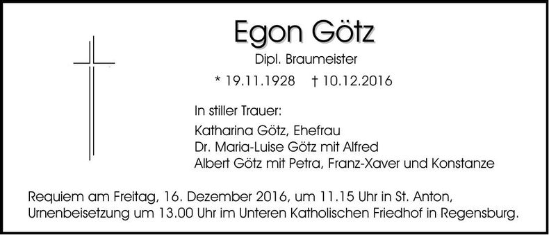 Traueranzeige Egon Götz
