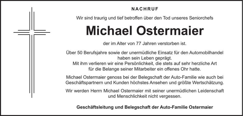 Traueranzeige Michael Ostermaier