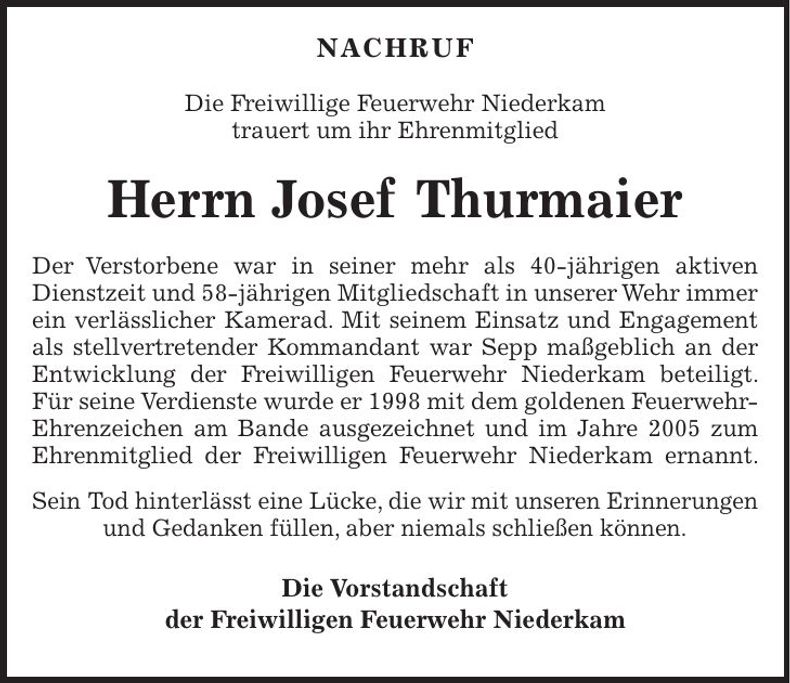 Traueranzeige Josef Thurmaier