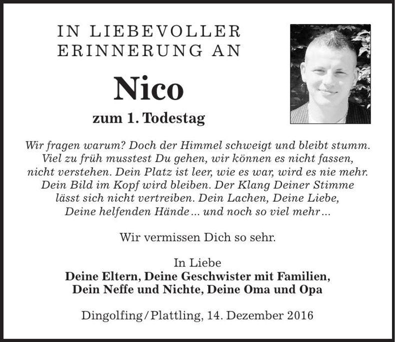 Traueranzeige Nico Guß
