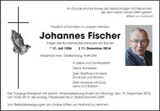 Traueranzeige Johannes Fischer