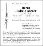 Traueranzeige Ludwig Aigner