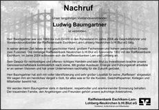 Traueranzeige Ludwig Baumgartner