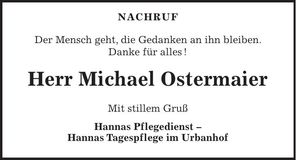 Traueranzeige Michael Ostermaier