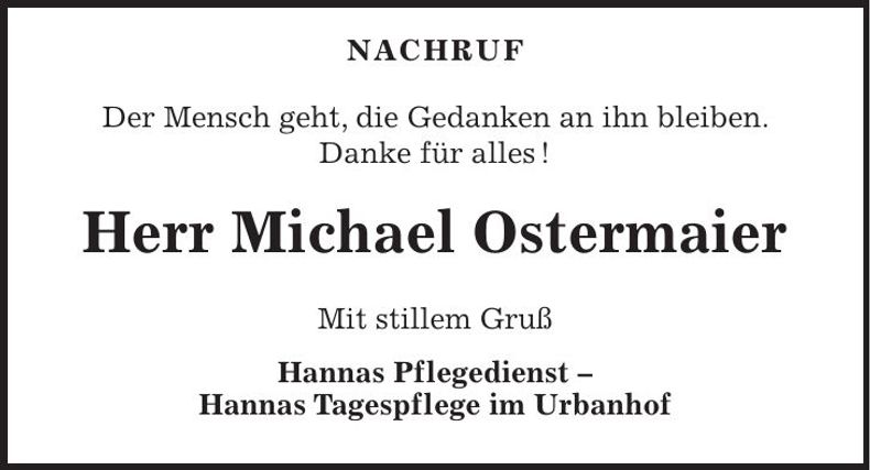 Traueranzeige Michael Ostermaier