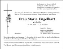 Traueranzeige Maria Engelhart