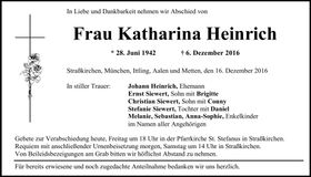 Traueranzeige Katharina Heinrich