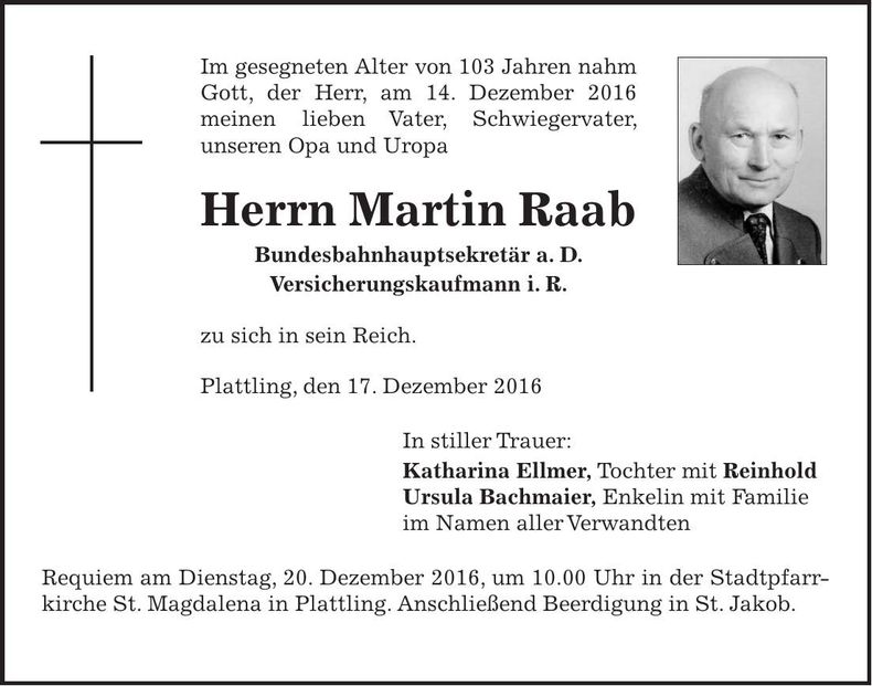 Traueranzeige Martin Raab