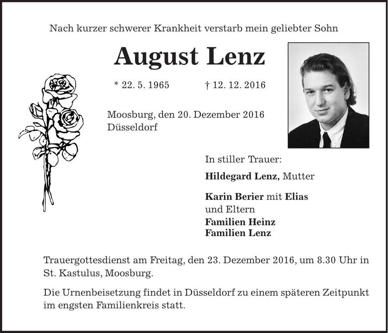Traueranzeige August Lenz