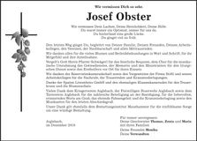 Traueranzeige Josef Obster