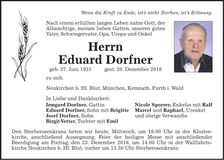 Traueranzeige Eduard Dorfner