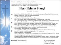 Traueranzeige Helmut Stangl